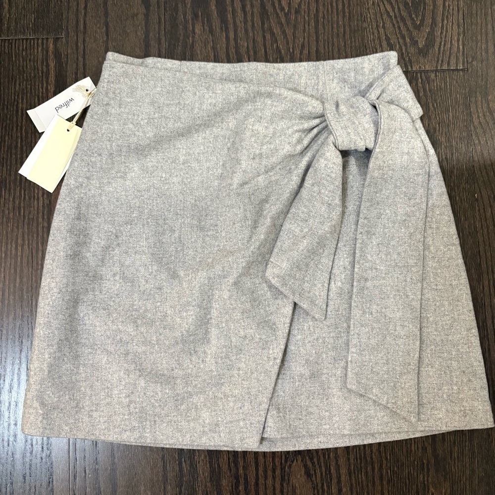 Aritzia Light Gray Wrap Mini Skirt